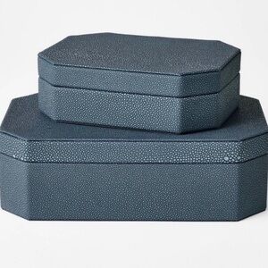 Studio McGee Faux Shagreen Box Blue (Set of 2) - Threshold
